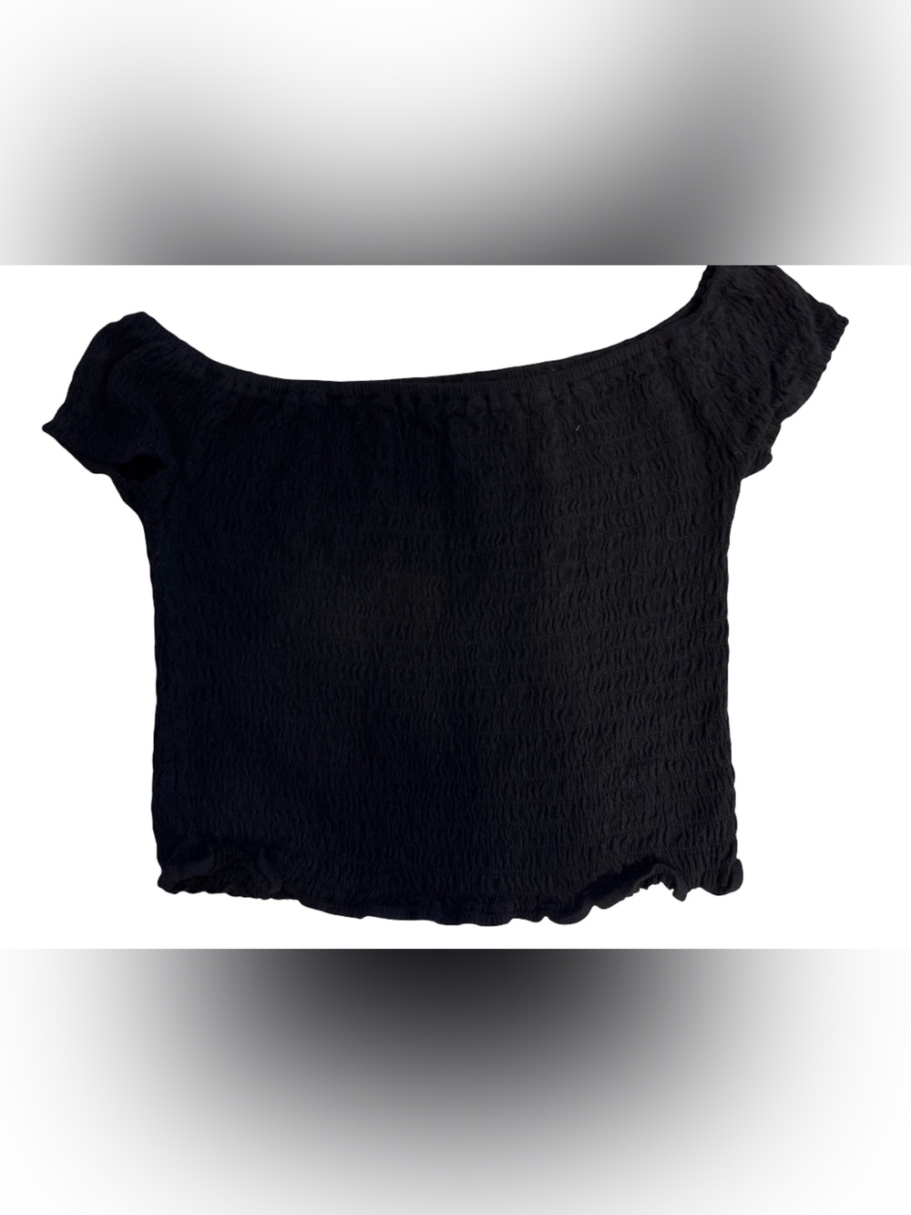 Black Textured One-Shoulder Top